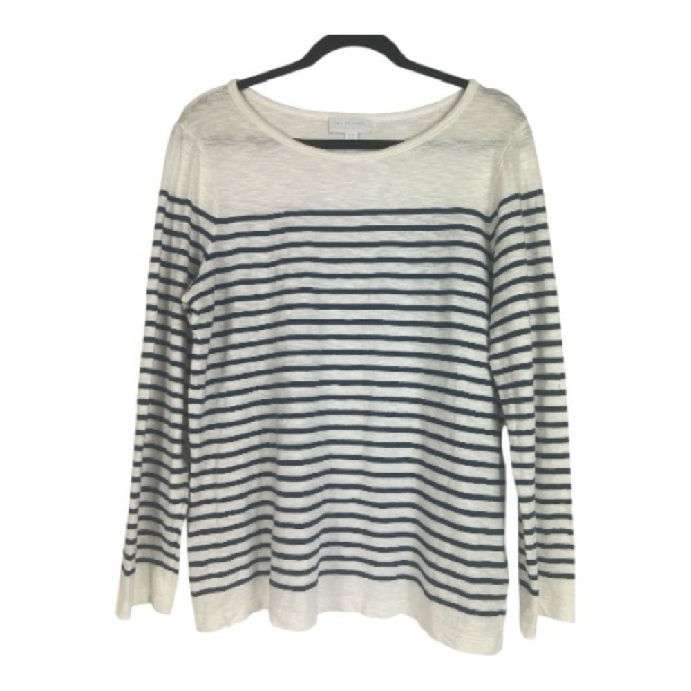 The White Company Sz 10 Blue & White Stripe Top Long Sleeve Cotton